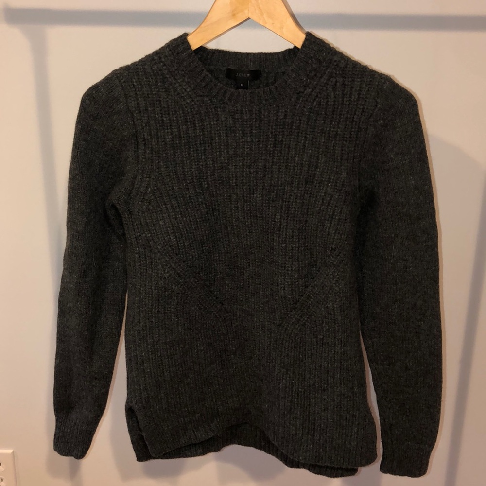 J. Crew Dark Grey 100% wool crew neck sweater